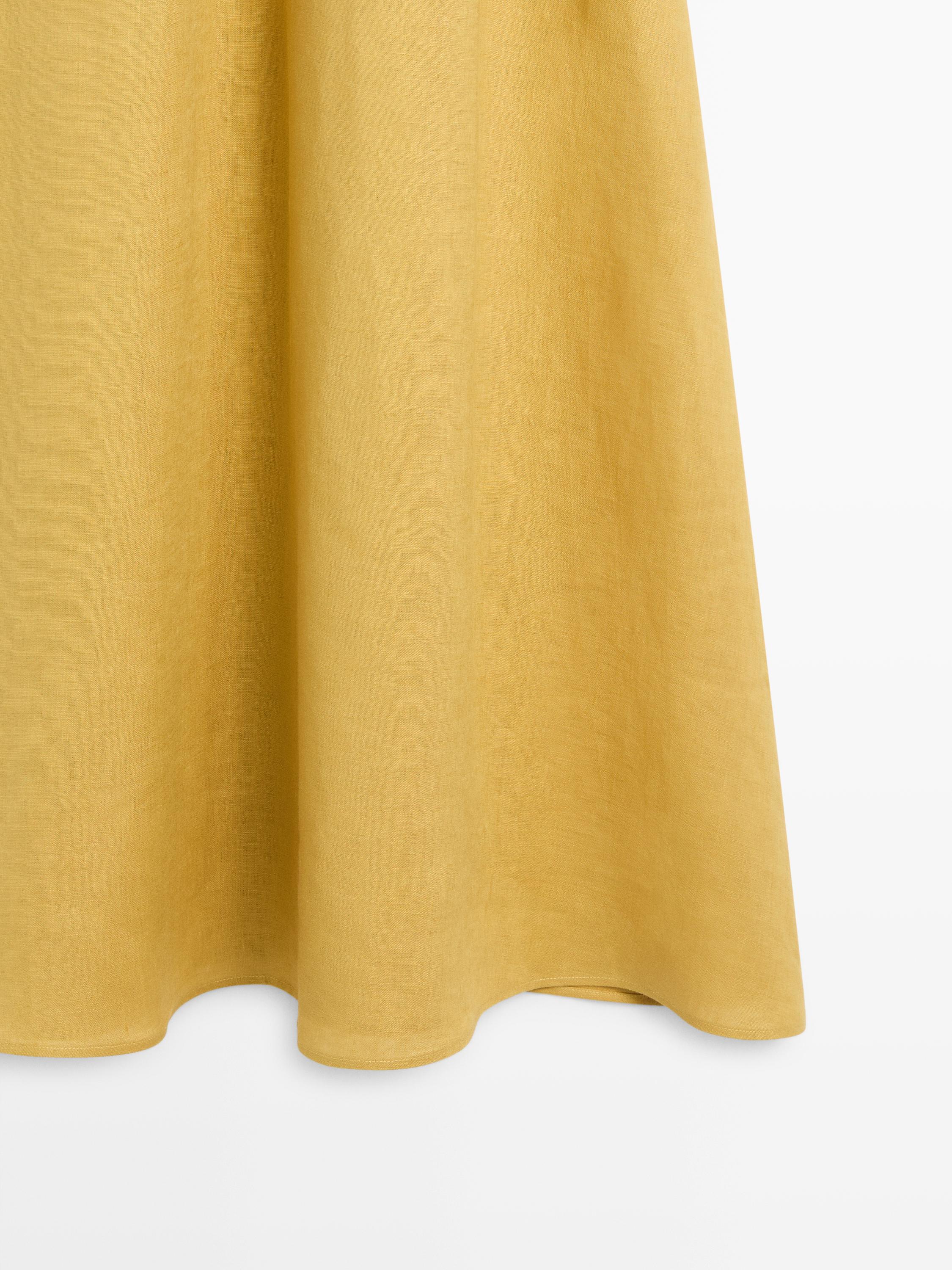 Robe longue à encolure américaine 100 % lin